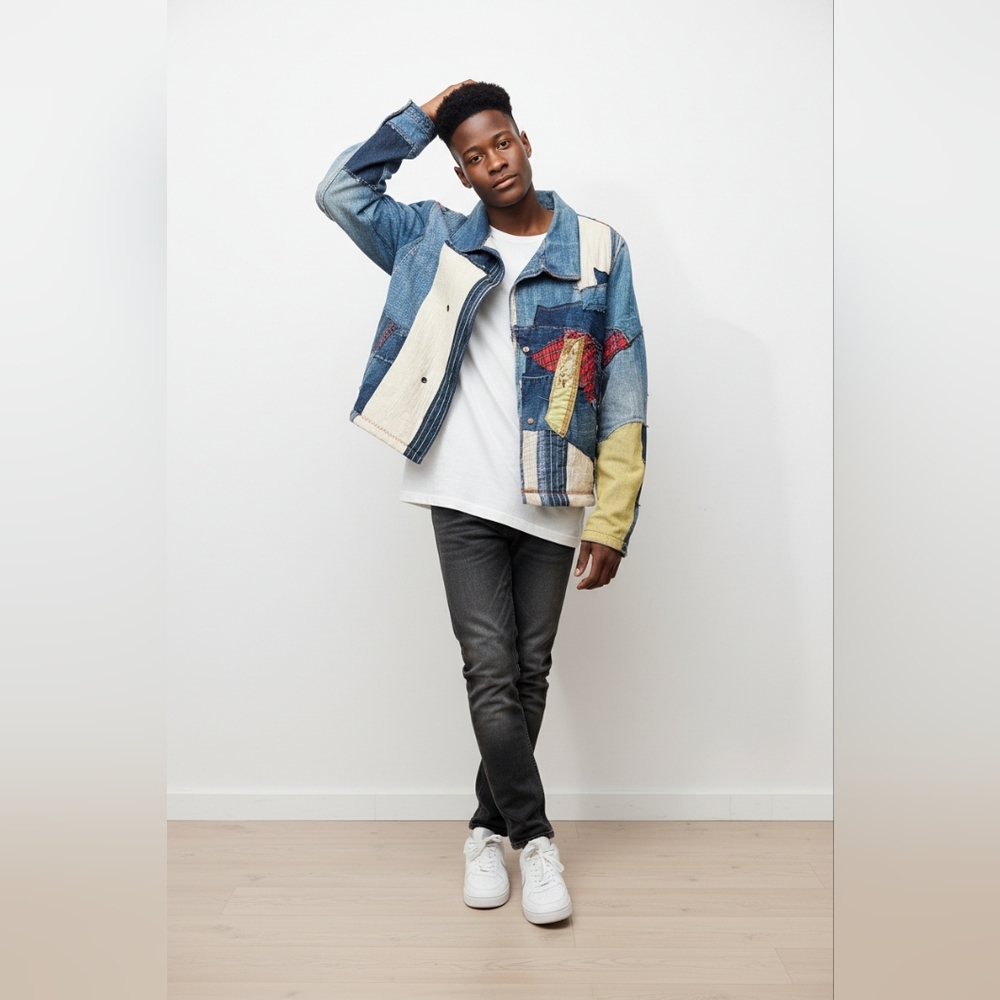 Colorful Patchwork Bomber Jacket - image 1